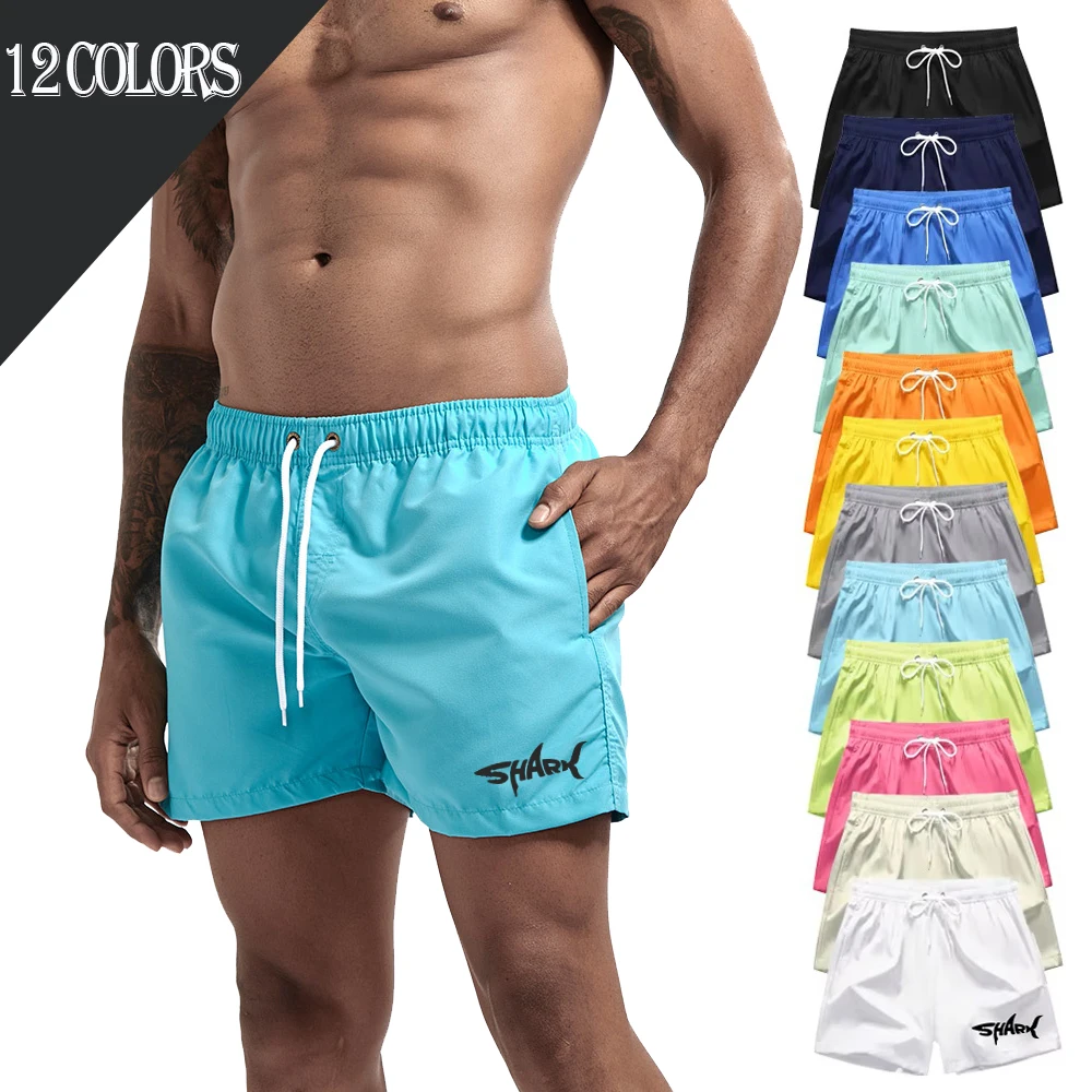 Shark Printed Swim Trunks Casual Swim Shorts Quick Dry Beach Shorts for Men Swimming Surfing Beach Pool Party Summer 12 Colors