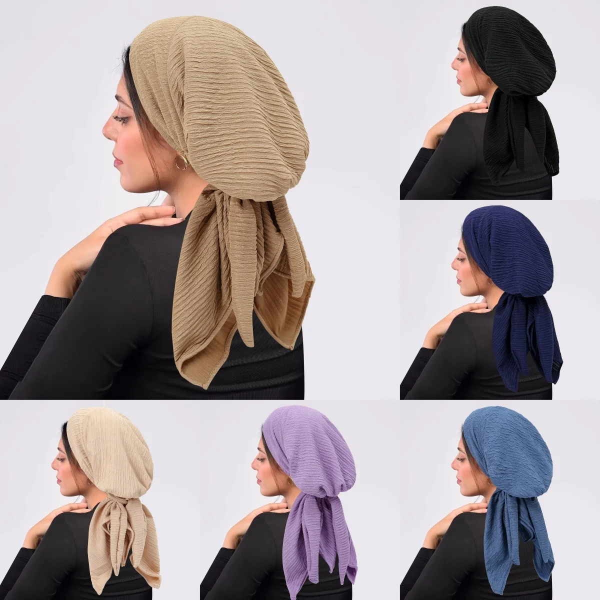 

New Muslim Women Inner Hijab Headscarf Stretch Bonnet Hair Loss Head Wrap Chemo Cap Bandanas Headband Turbante Mujer