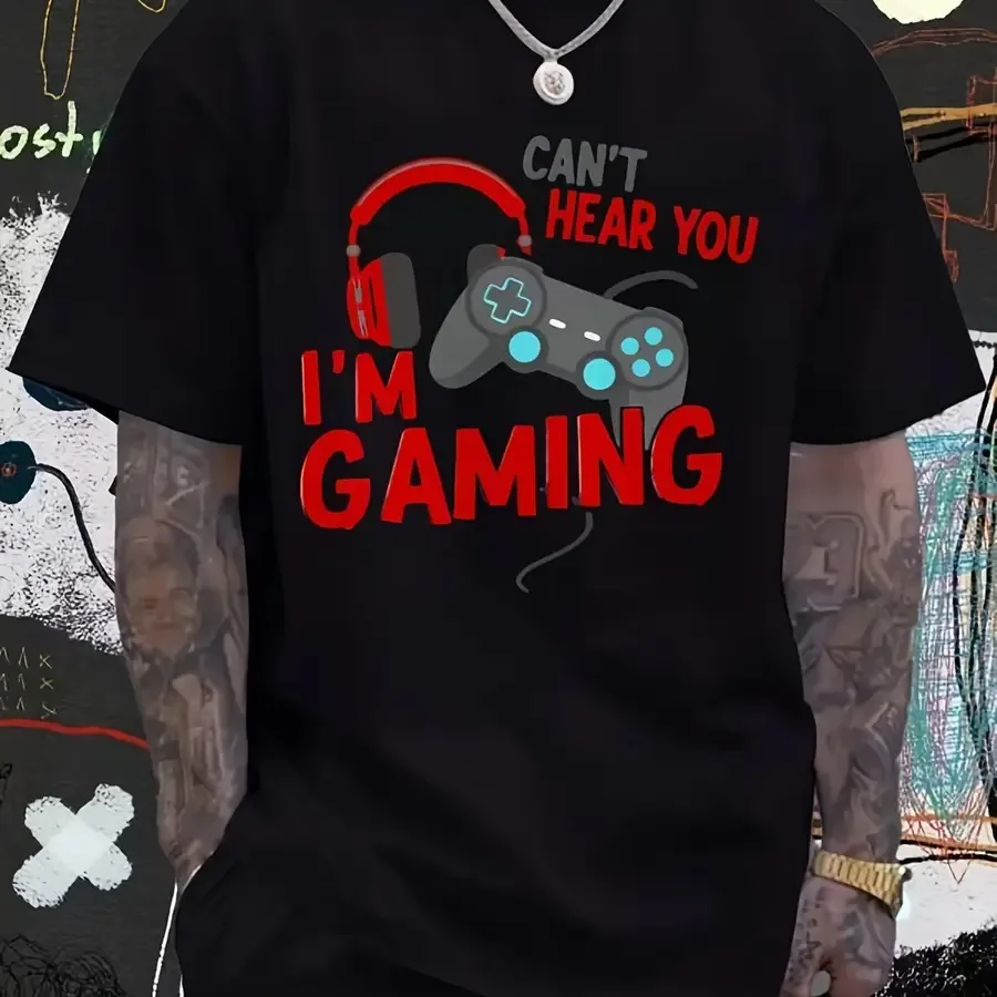 Men'S Funny 'Can'T Hear You I'M Gaming' Retro Gaming T-Shirt Moisture Wicking Classic Fit Tee With Headphones And Controller Gr