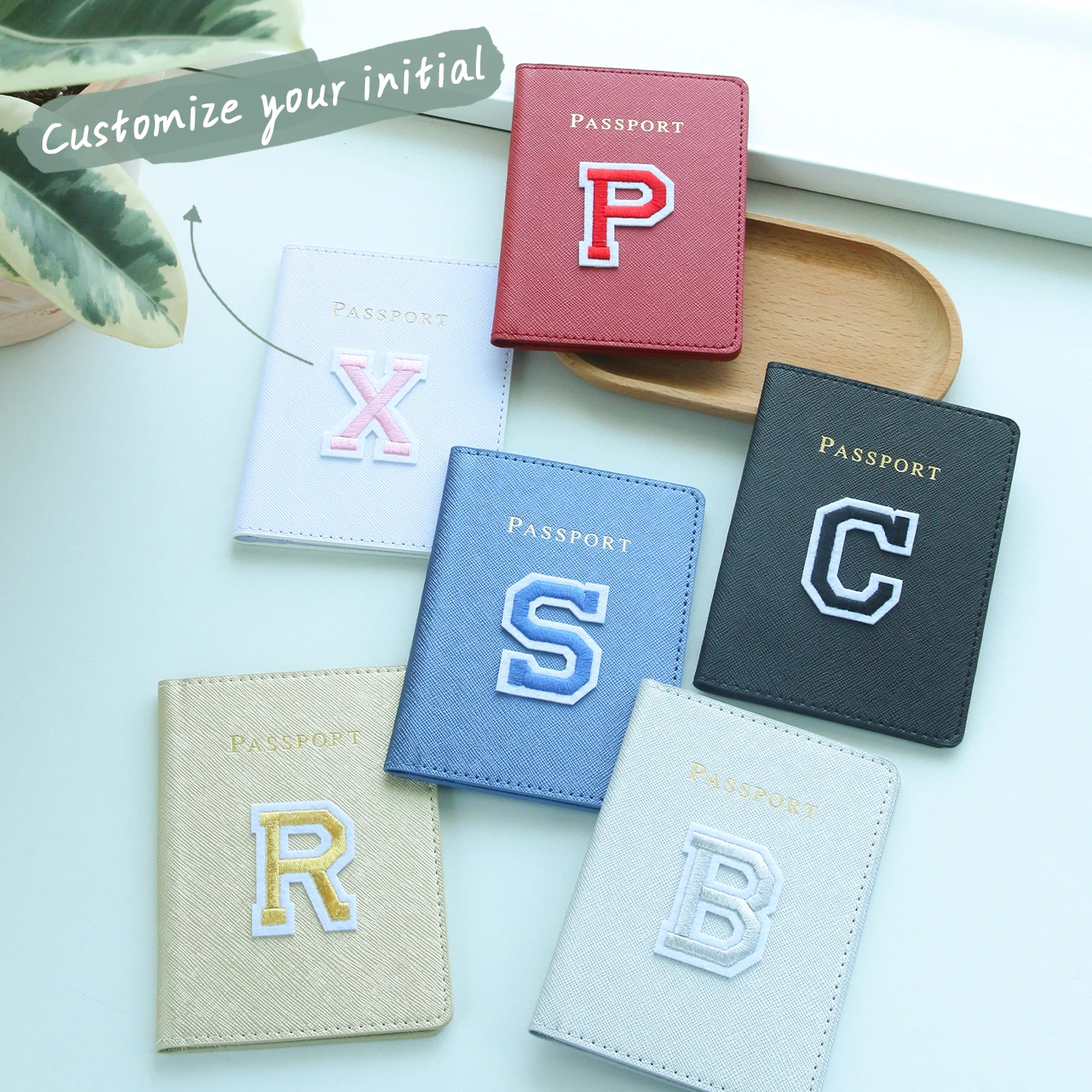

Personalized Embroidered Baseball Alphabet Passport Cover - Custom Initial Letter Holder with School Style, Travel Wallet Gift