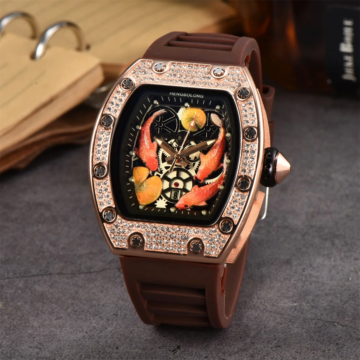 New Barrel Alloy shell Quartz Watch for men Super Strong Silicone tape Quartz Pointer Watch Wholesale