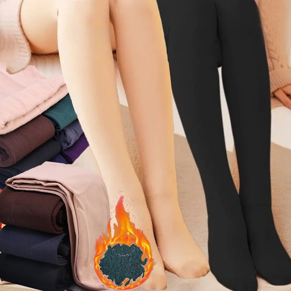 

Sexy Women Thermal Tights Leggings Winter Warm High Elastic Pantyhose Female Fleece Thermal High Waist Slim Thicken Tight Pants