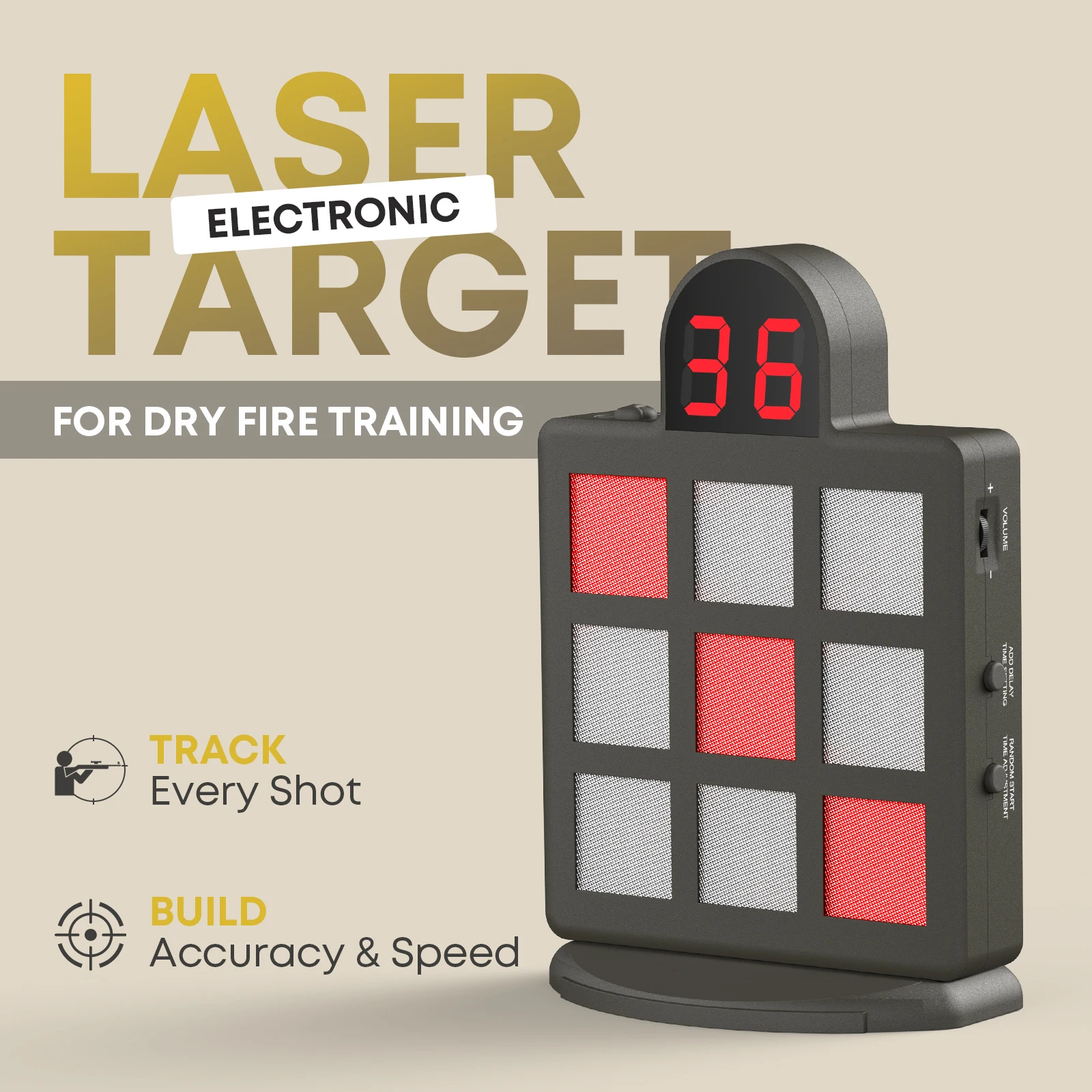 

9-grid Laser Target: 4 Modes, Auto Scoring, Type-C Fast Charge, Ideal for Indoor/Outdoor Training