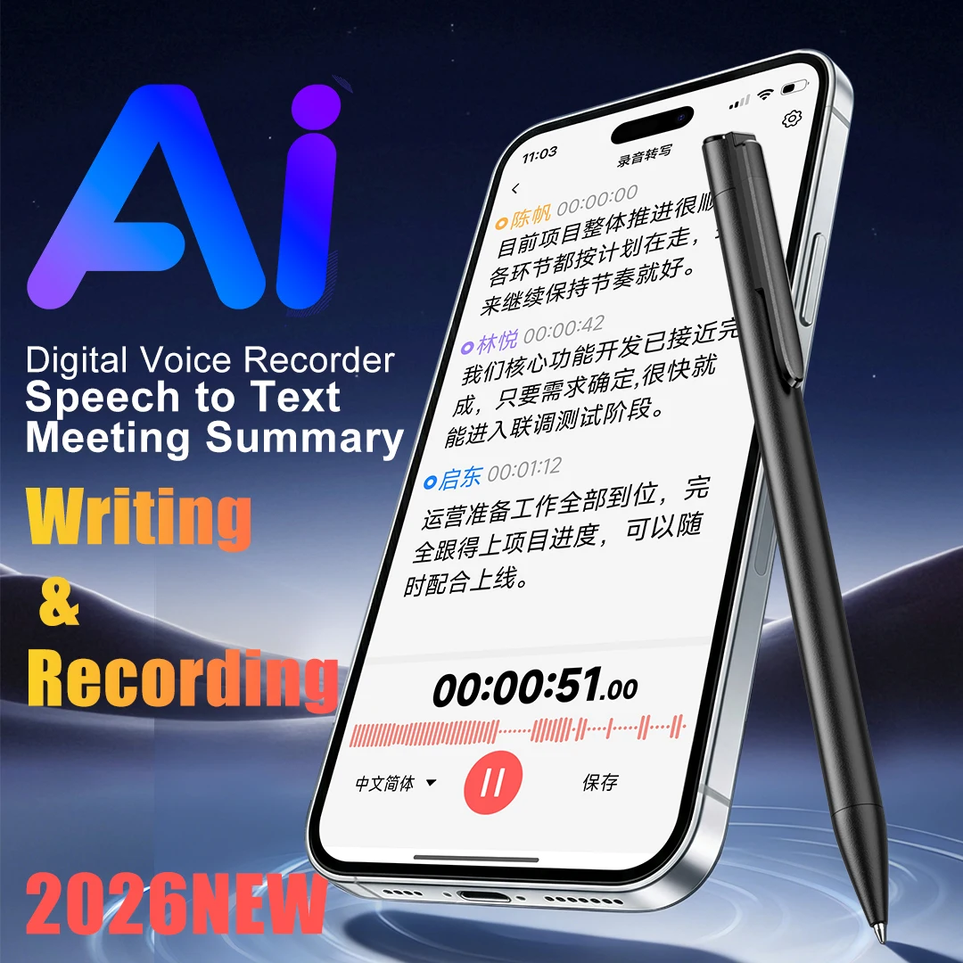 Famue L61S AI Smart Recording Pen Voice Recorder Real-time Transcription & Translation Dictaphone for Meeting & Study 64GB