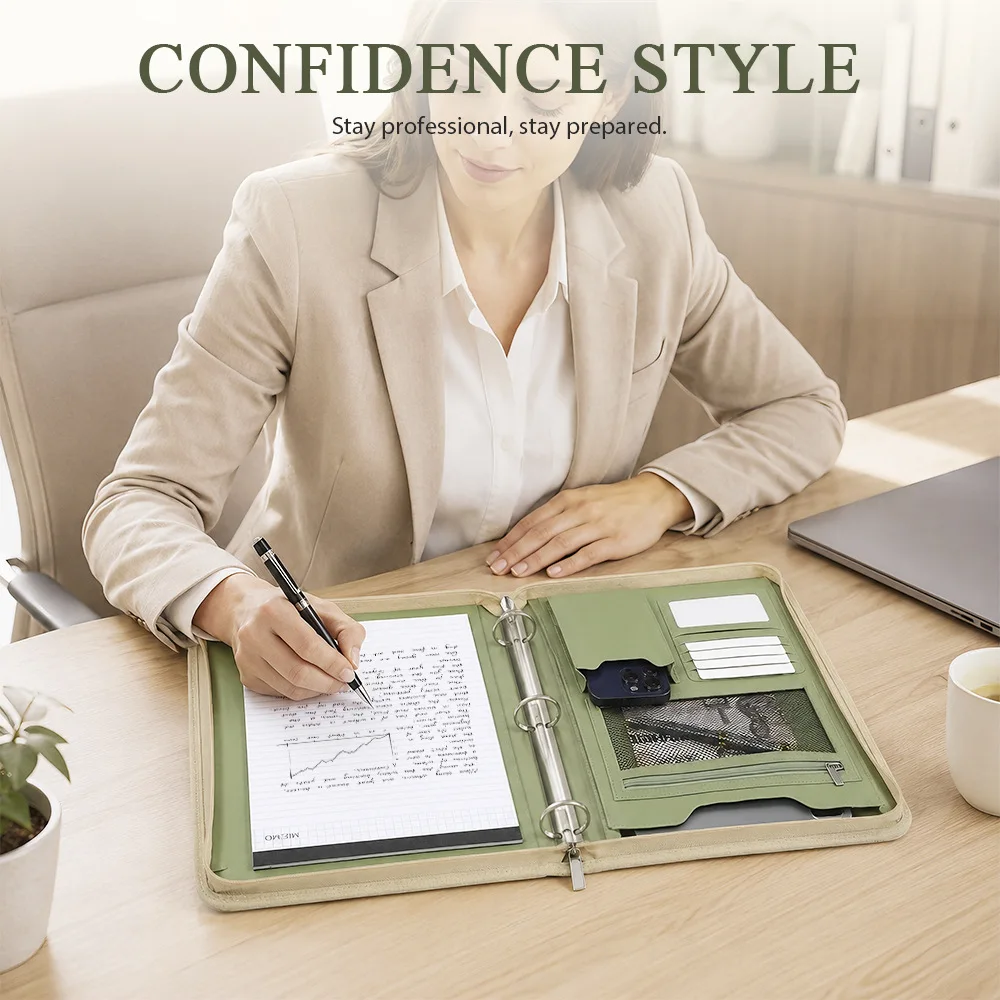 A4 Multifunctional PU Folder Office Storage Zipper Briefcase Folder
