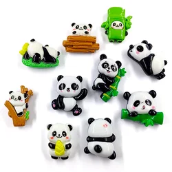 10pcs New Cute Panda Bamboo Fridge Magnet Cartoon Whiteboard Sticker Resin Refrigerator Magnets Home Decoration Accessories