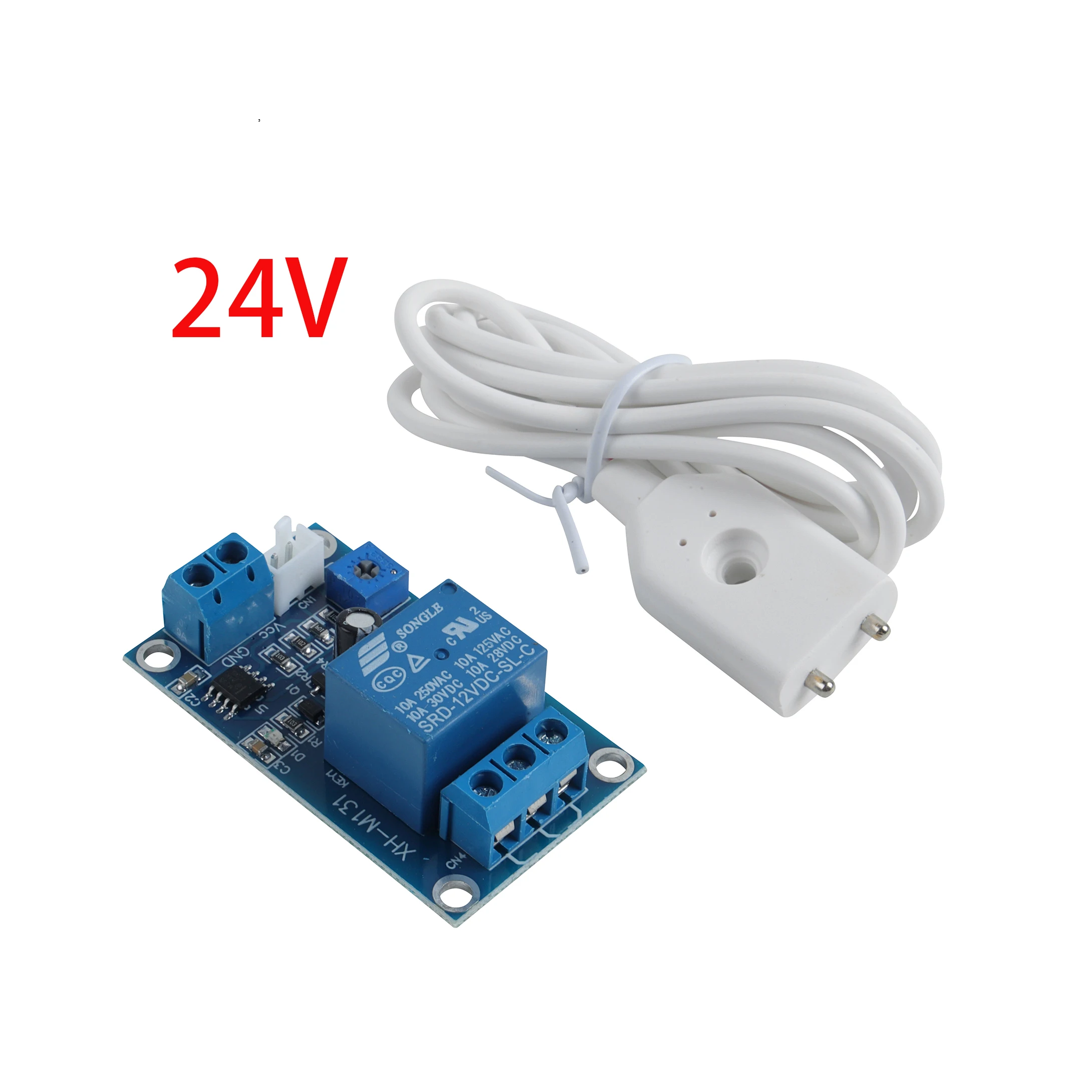 24V Water Leakage Sensor Relay Module Water Leaking Flood Overflow Detector with Cable for Smart Home Security