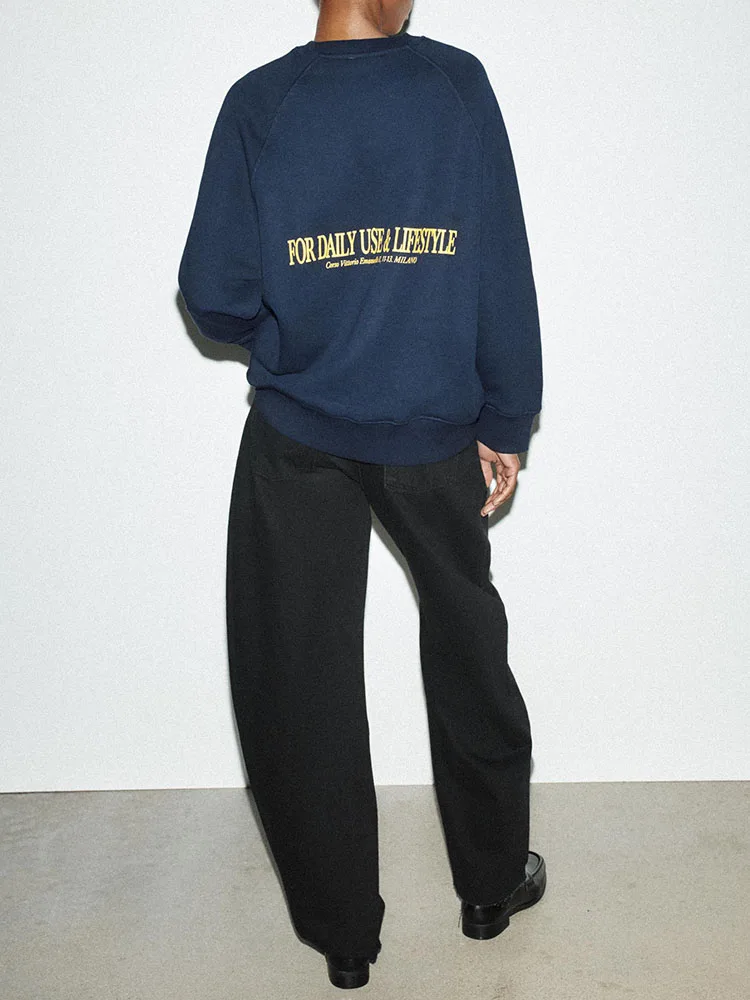 New 2025 Winter Women's Sweet Personali Match Long Sve round Ne Printed Sweatirt Casual Comfortable Loose Sle