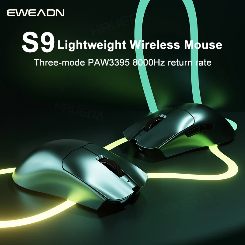 Eweadn S9 Ultra Wireless Mouse Thri Mode Bluetooth Paw3950 Ergonomics Lightweight Mouse E-Sports Game Wireless Pc Accessories