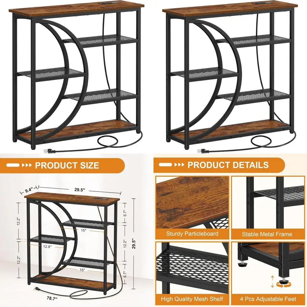 

Modern Charging Console Table with 5-Tier Storage for Entryway, Hallway, and Living Room