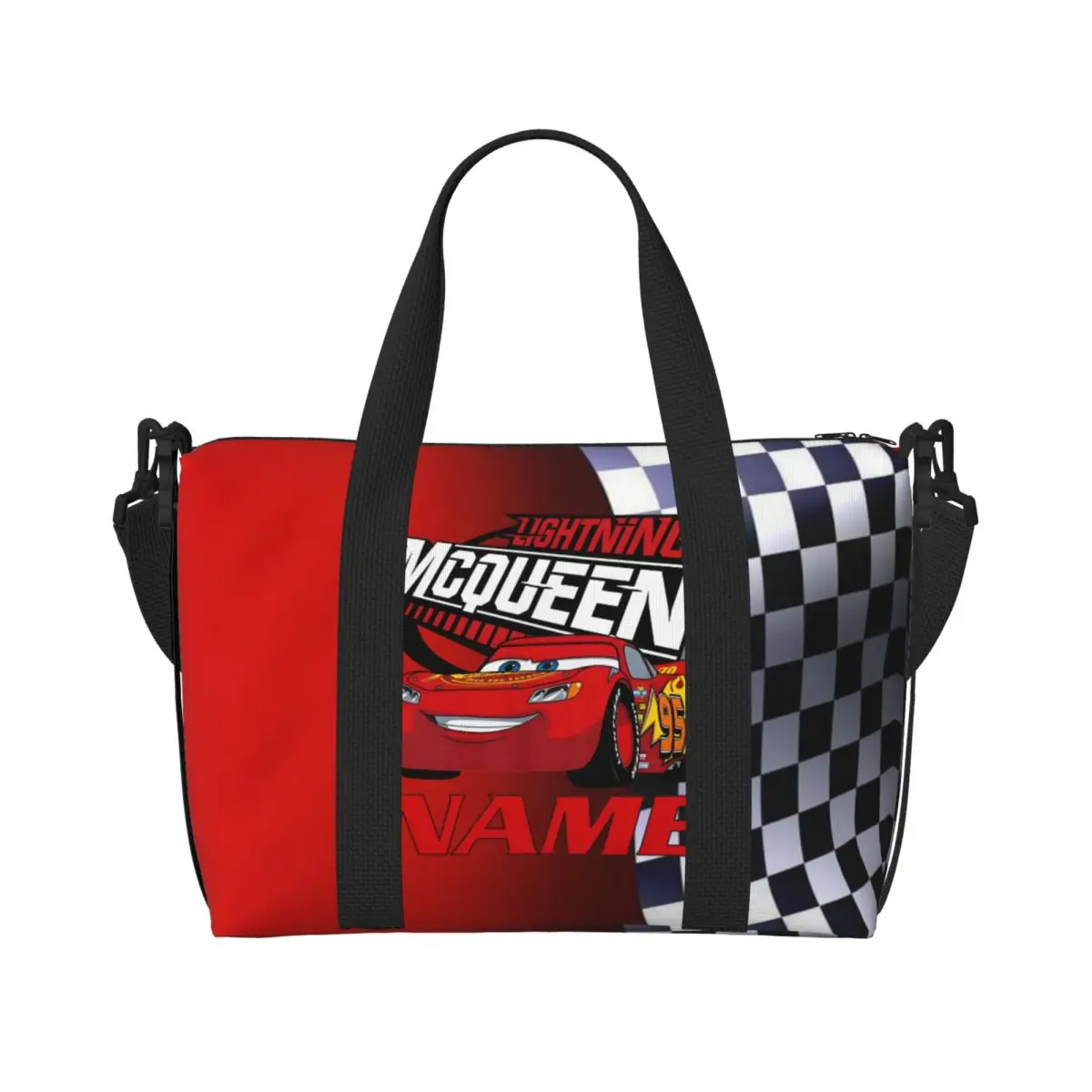 

Custom Lightning Car M-McQueen Grocery Shopping Tote Bag Women Big Capacity Cartoon Beach Gym Travel Bags