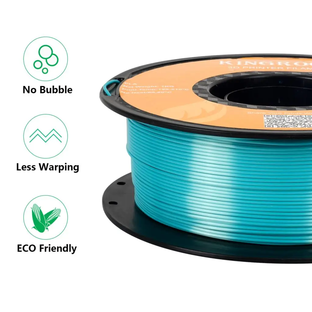Dla inkroon jedwab PLA 3D dokładność wymiarowa filamentu do drukarek +/- 0.03mm,1kg szpuli (2,2 funta), PLA błyszczące żarnik 1.75mm freship