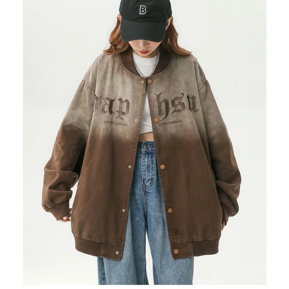 

Vintage Hip Hop Embroidered Letter Jaet Stand Collar Baseball Sle Men's Outerwear Polyester Winter Coat for Teens