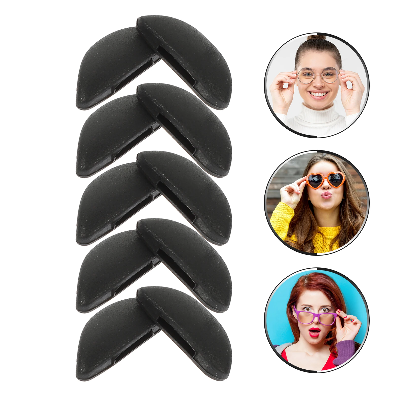 

10 Pairs Black Soft Silicone Pads Buckle Anti Slip Eyeglass Nose Pad Glasses Supplies Nose Cushion Glasses Frame Silicone