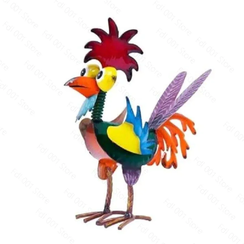 Outdoor Decoration Garden Rooster Statues Iron Yard Art Chicken Sculpture Rustproof Miniature Metal Rooster Ornaments for Home