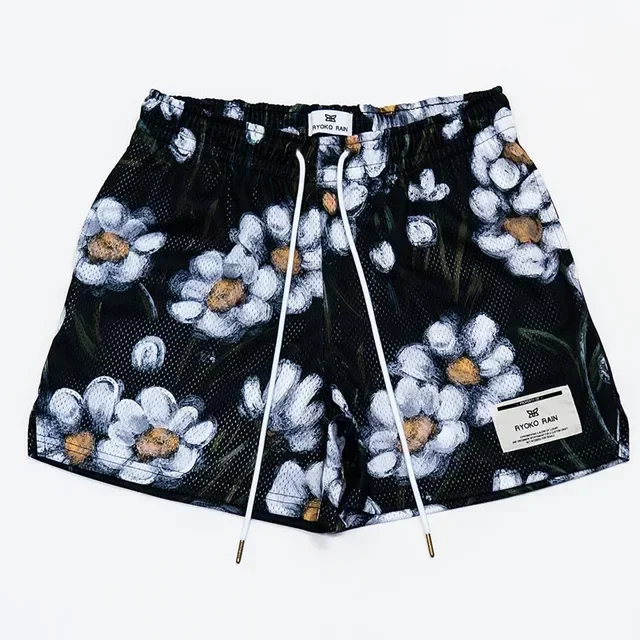 

Summer Fitness Shorts Oil Painting Style Sports Beach Shorts Men's_Women's Summer Basketball Training Knee Quarter Short Pants