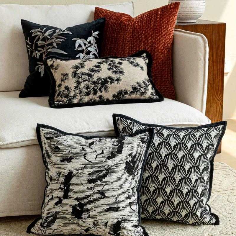 

Усовершенствованный ретро зеленый жаккардовый чехол для подушки, современная роскошная текстурированная наволочка для гостиной, дивана, украшение, наволочка, орнамент