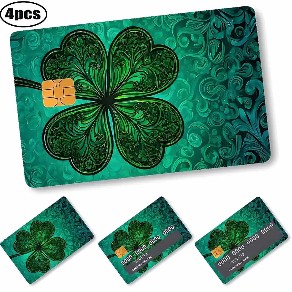 Emerald Green Shamrock Irish Luck Credit Card Sticker Glossy PVC Decal Holiday Gift For Wife Daughter Mother Debit Credit Cards