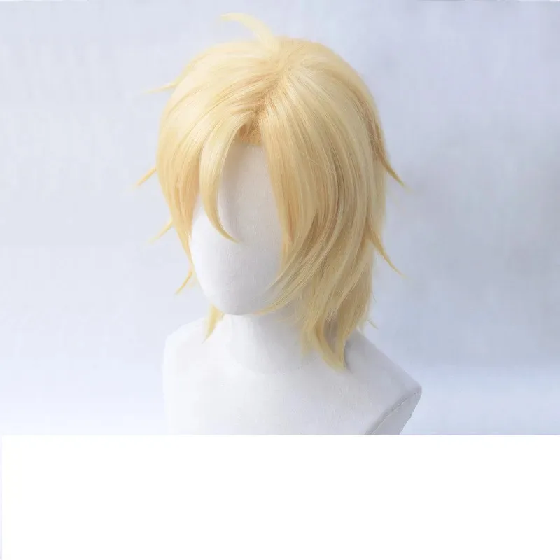 Banana Fish Ash Lynx Parrucche Cosplay Aslan Jade Callenreese Parrucca corta bionda Nuovo Anime Parrucca dorata Ragazzi resistenti al calore con cappuccio per parrucca
