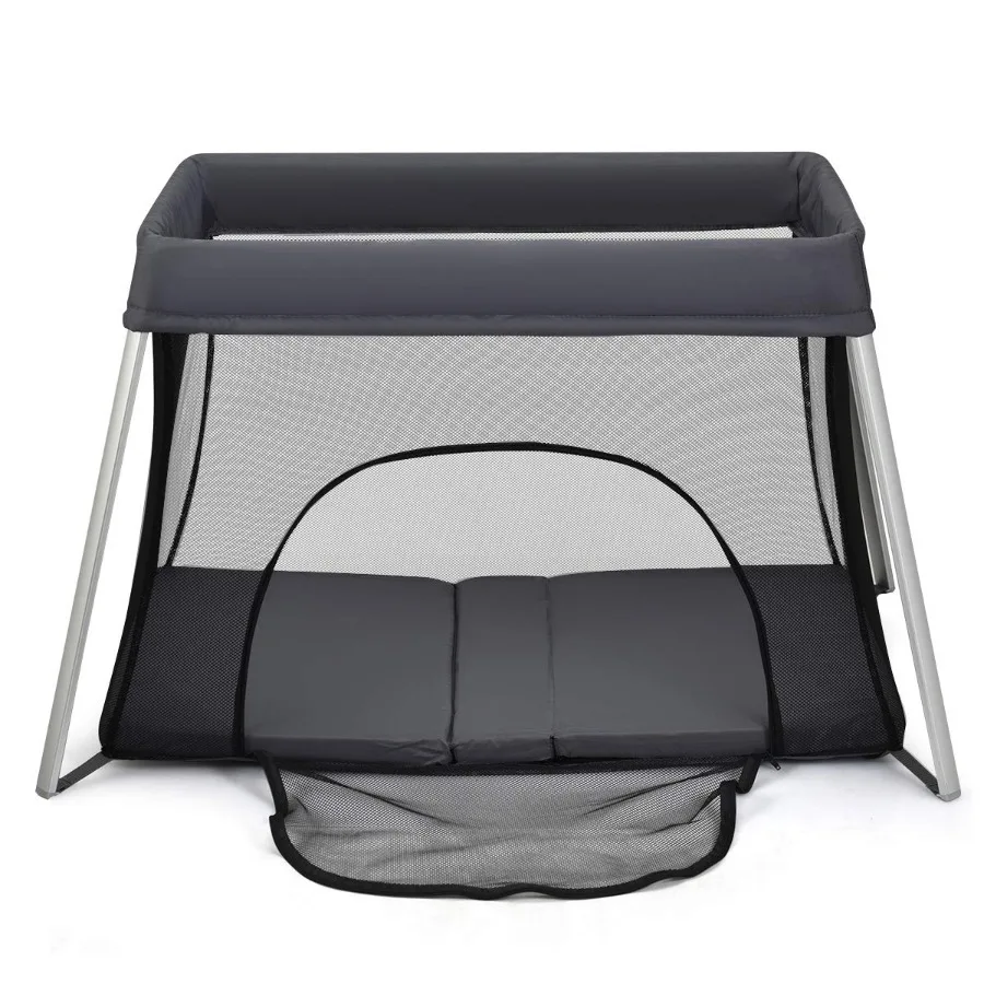 Culla da viaggio per bambini Confezione portatile e culla da viaggio da gioco con borsa per il trasporto Box leggero per bambini con materasso lavabile con cerniera laterale