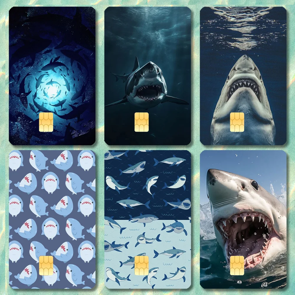 

Shark Giant Creature Stickers Cartoon Credit Card Visa Debit Bank Charge Card Bus Metro Waterproof Sticker Decal Decoration