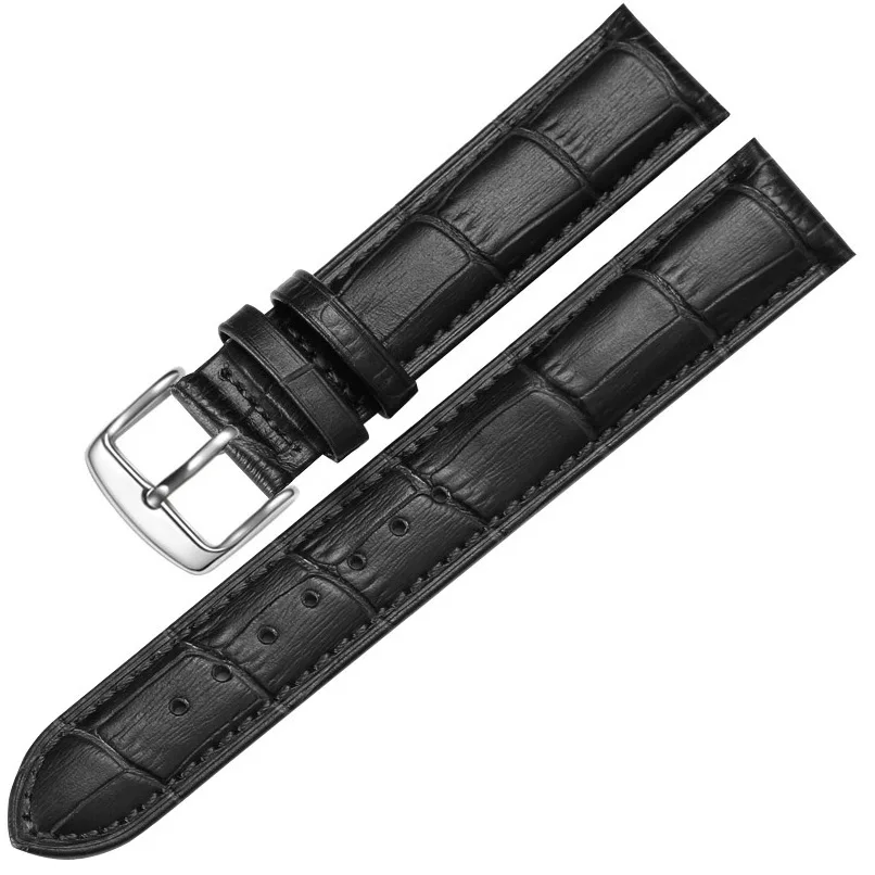 Replacement Watch Band Leather Sweat-proof Leather Watch Strap Yellow Gold Buckle Watch Bracelet Multiple Colors Available