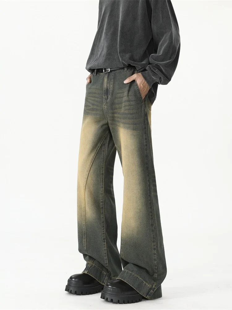 

Мужские винтажные джинсы Waed с широкими штанинами, американские брюки CleanFit в стиле High Street, осенние новые прямые свободные длинные брюки