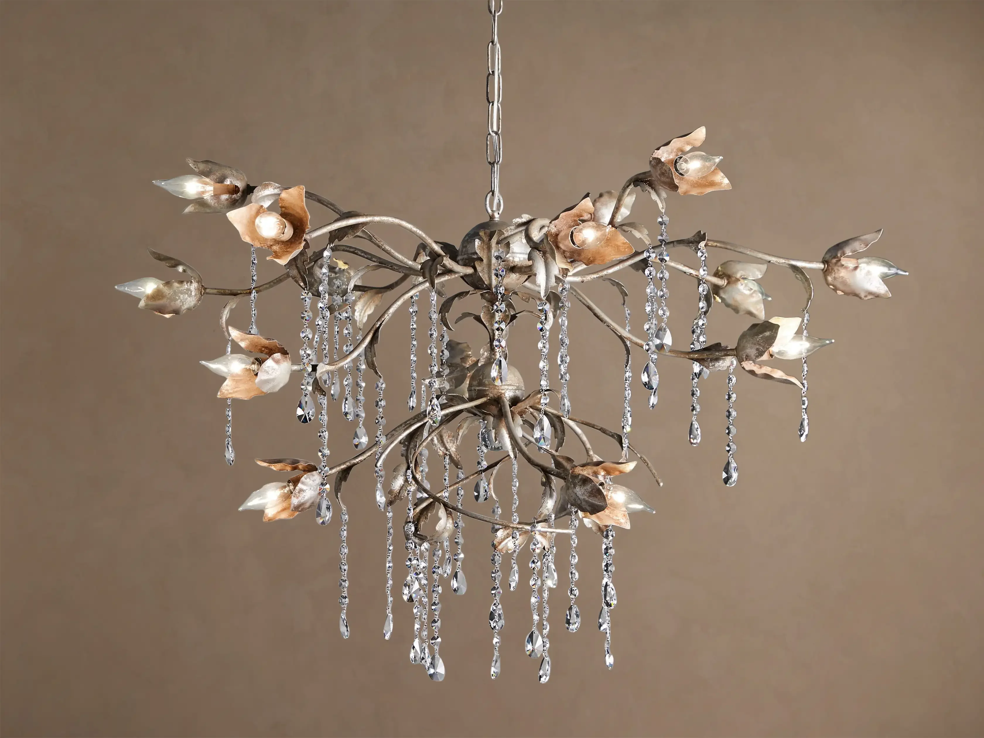 American Style Elegant Ceiling Light Crystal Designer Chandelier for Kitchen Restaurant Tree Branch Leaf Flower Pendant Light
