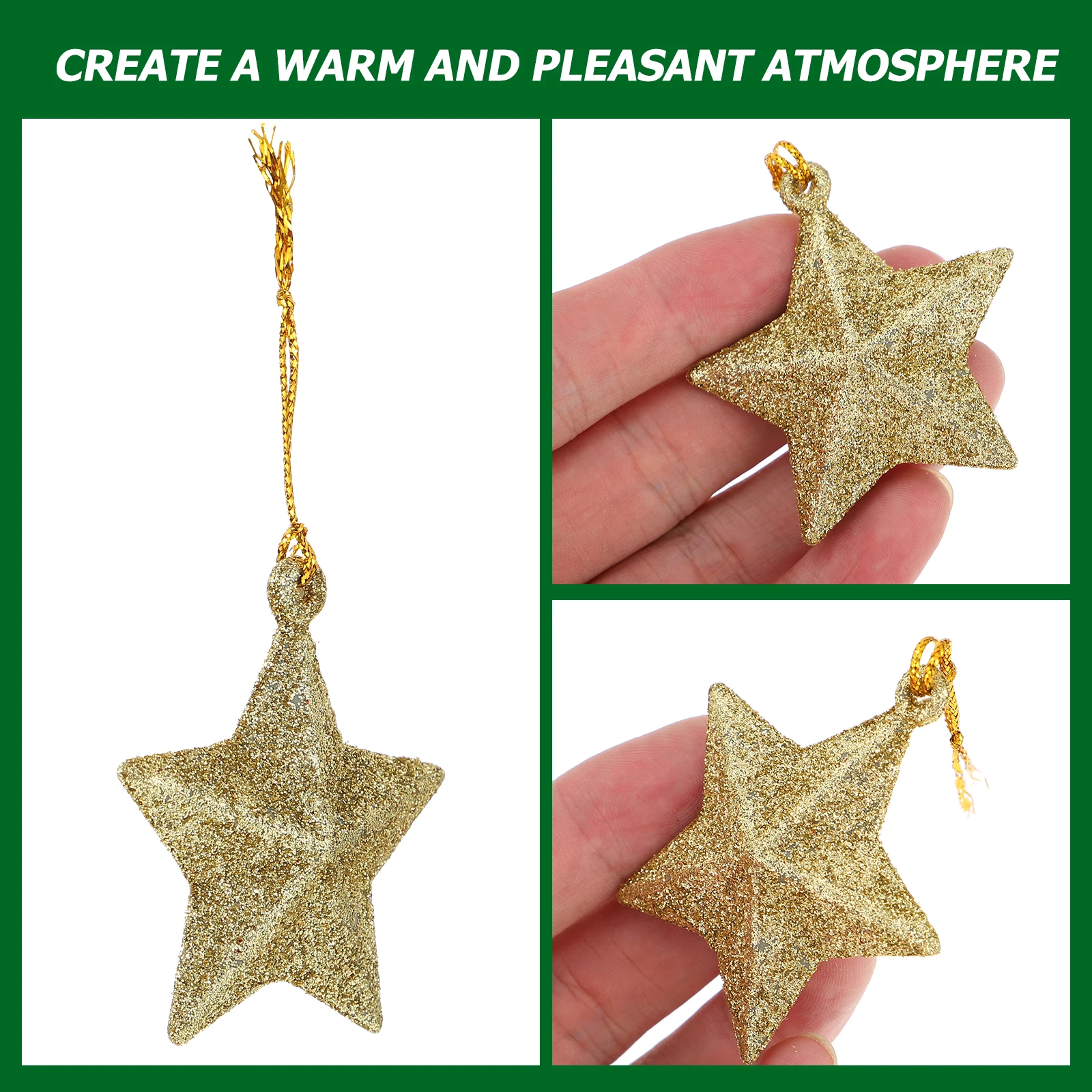 

30Pcs Christmas Tree Ornaments Glitter Star Pendant Mini Hanging Decoration for Xmas Holiday Party Display Small Star Pendant