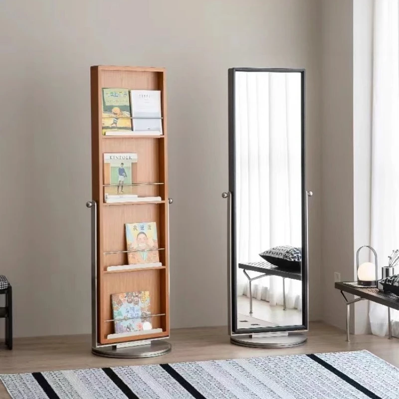 

Floor-to-ceiling full-body mirror stainless steel movable solid wood rotatable bedroom full-length mirror miscellaneous