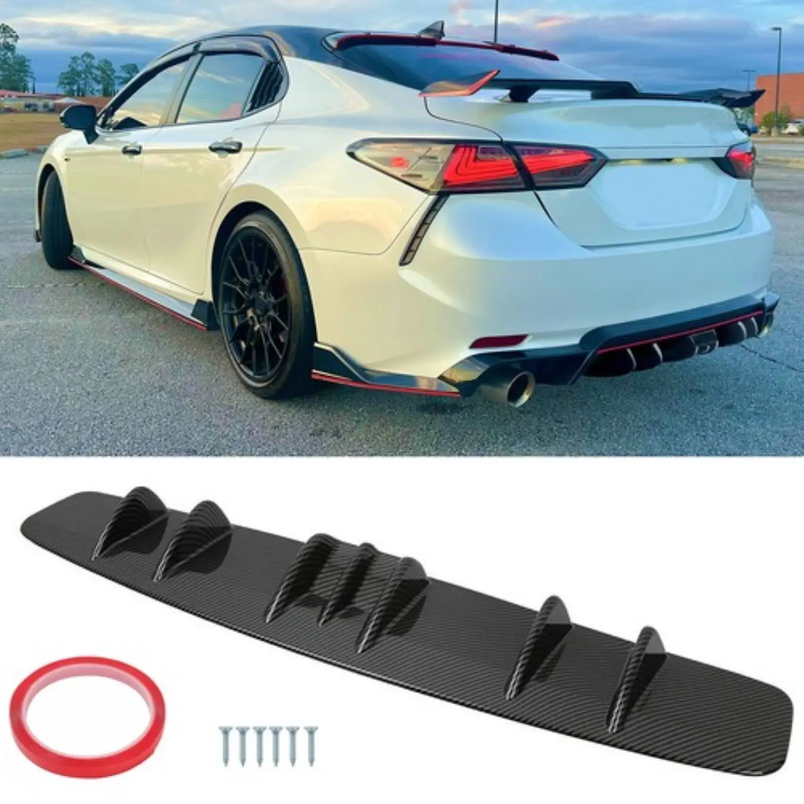 

Corolla Rear Diffuser 7 Fins Bumper Lip Splitter Spoiler Wing For Toyota Camry