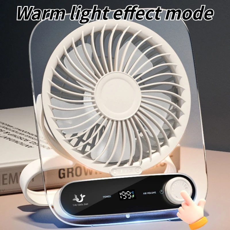 مروحة سطح المكتب الصامتة USB 2025 - رفيعة للغاية مع شاشة رقمية وإضاءة ليلية للمكتب والمنزل والسكن