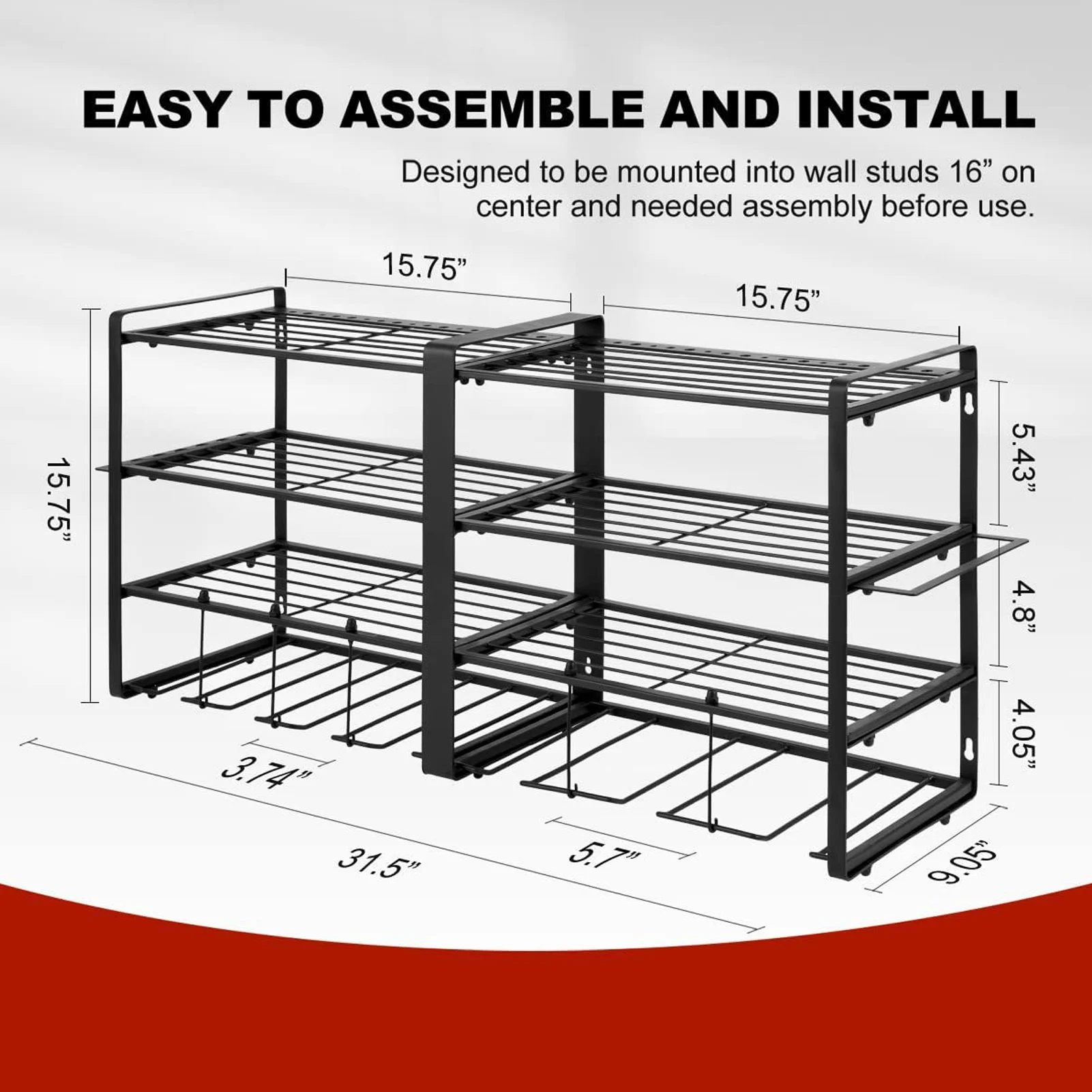 Garage Storage Rack for Drill Screwdriver, Power Tool Organizer, Wall Mount,Power Tool,Organizer, 4 Layer