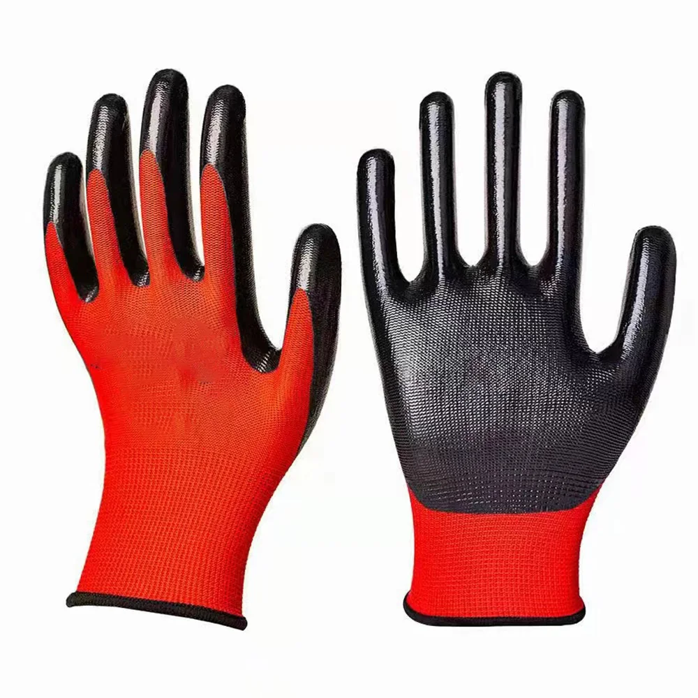 10 Pairs Professional Working Protective Gloves For Women Men Garden Safety Gloves Nylon Nitrile Sandy Coated Builders Gloves