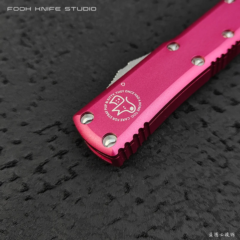 FOOH KNIFE STUDIO Remade UTX-85 Charity Series Micro Ultra Tech UTX 85 UTX85 D2 acero CNC 6061 aluminio EDC peine regalo para niña