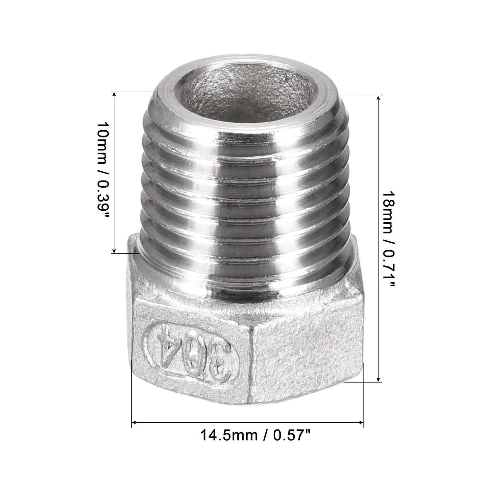Uxcell Hex ลด,1/4 PT ชาย1/8 PT หญิง304สแตนเลสท่อลดอะแดปเตอร์