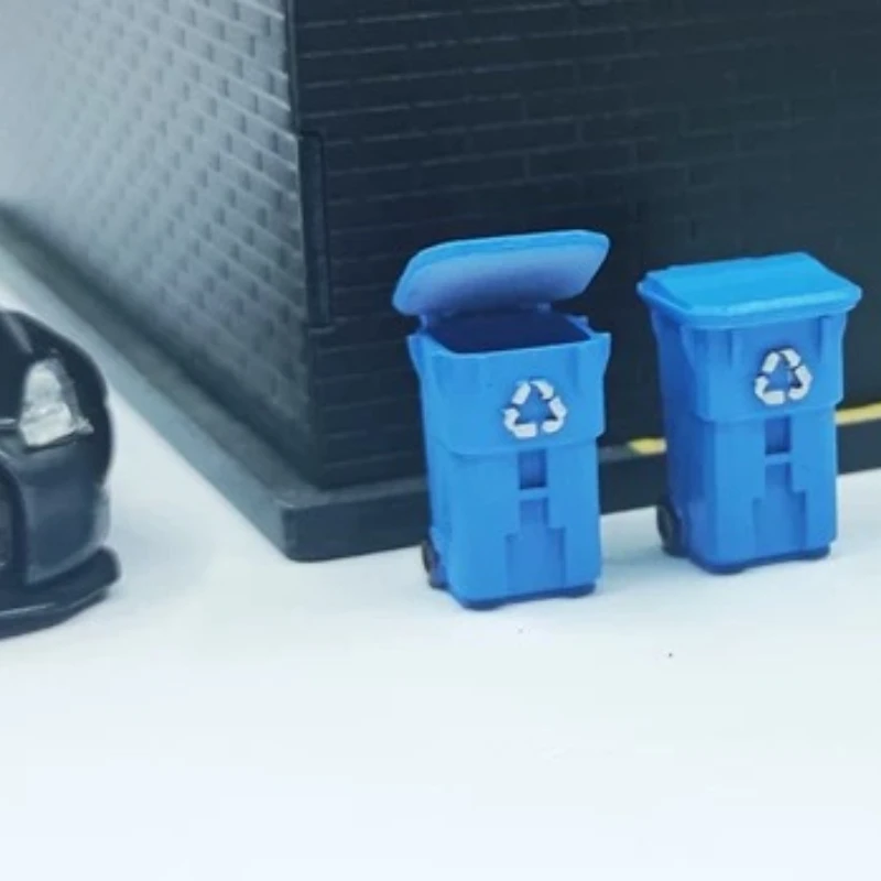 2PCS 1/64 1/87 Car Model Automotive Scene Accessories Simulation Green Garbage Can Model B002