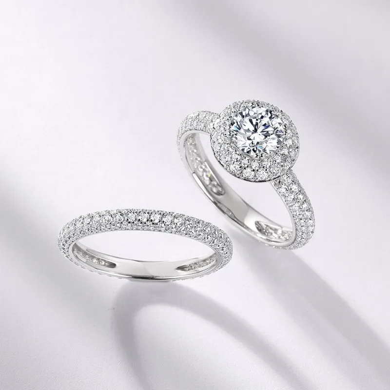 Metis Deluxe 3CARAT Moissanite Band Ring Laboratory Diamond Rings Women's Wedding Jewelry 18K Gold Plated S925 Silver with Certi