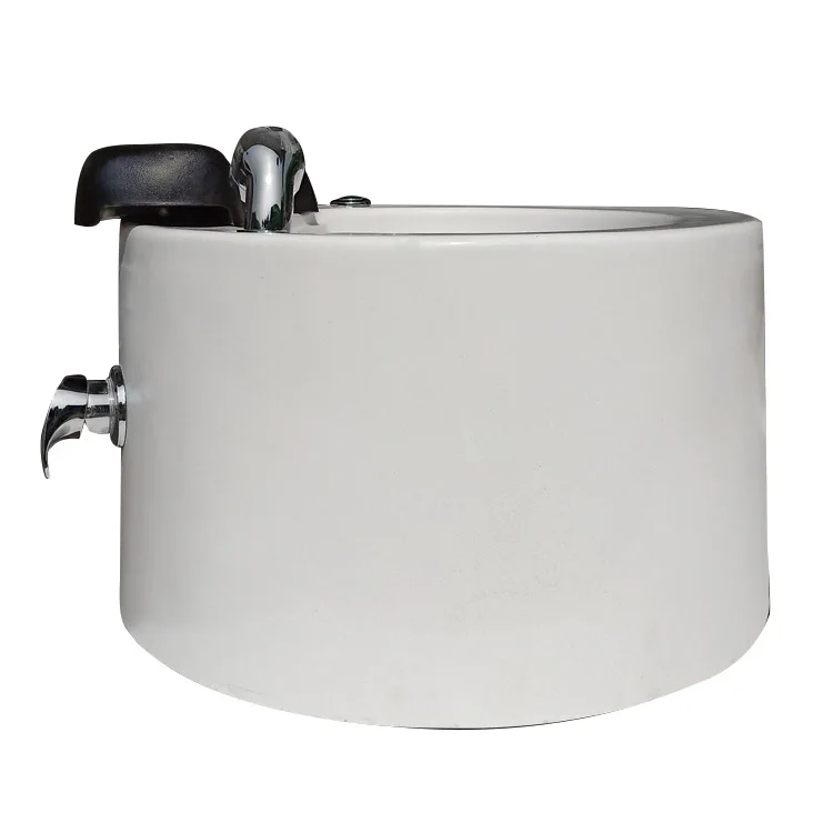 Pedicure Sink, 45 x 45 x 21 cm White Ceramic Foot Spa Bowl, Portable Ceramic Pedicure Bowl for Beauty Salon and Nail Shop
