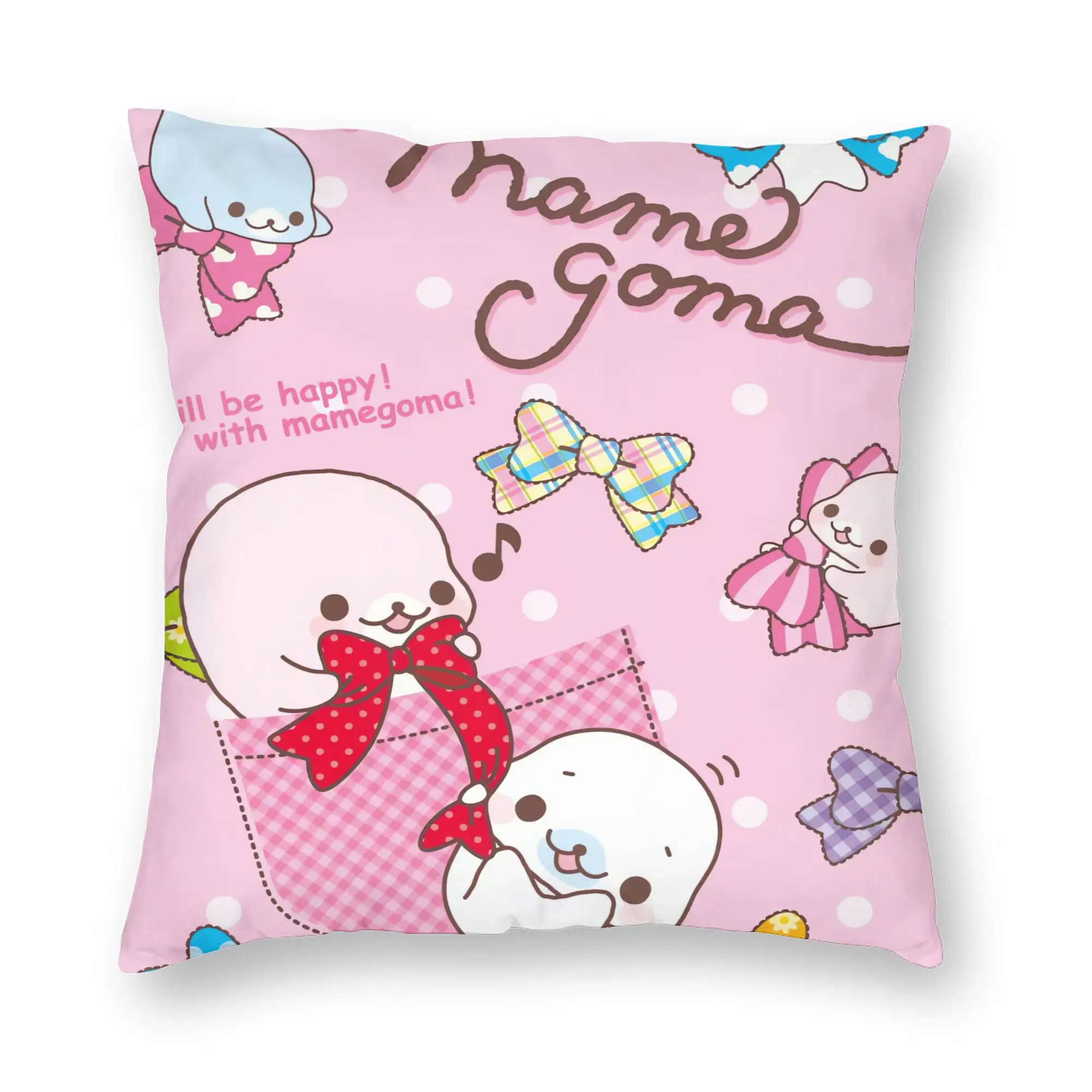 Pillow Case White Seal Strawberry Custom Mamegomas Pillow Cover For Sofa Couch Bed Living Room Kawaii Pillowcases