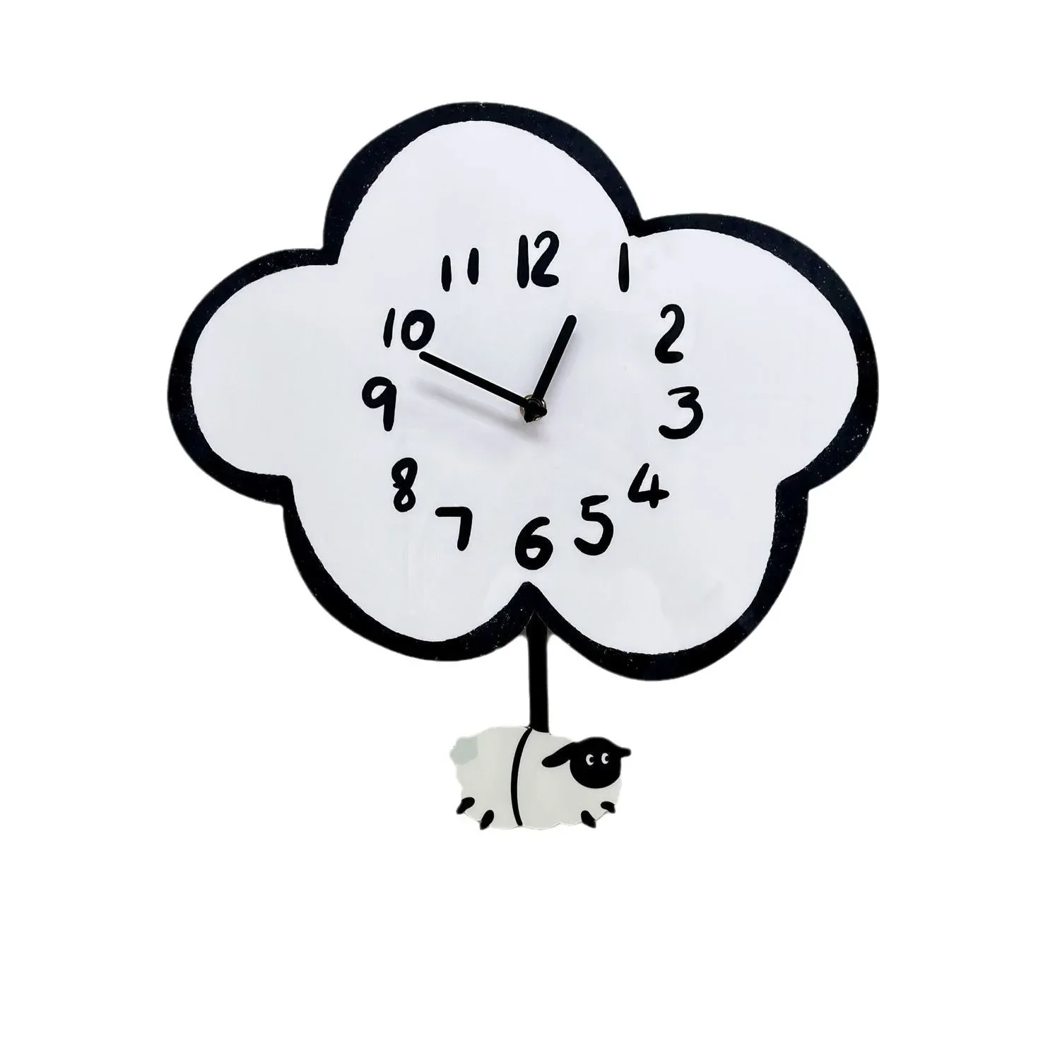 Cartoon silent cloud sheep clock living room children's room swing wall clock home decoration modern simple clock