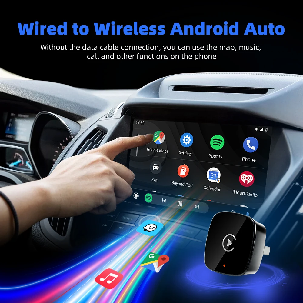 EKIY 2025 2 in 1 Wireless CarPlay Android Auto Adapter Wired to Wireless Mini Car Ai Box Universal for Cars plug and paly