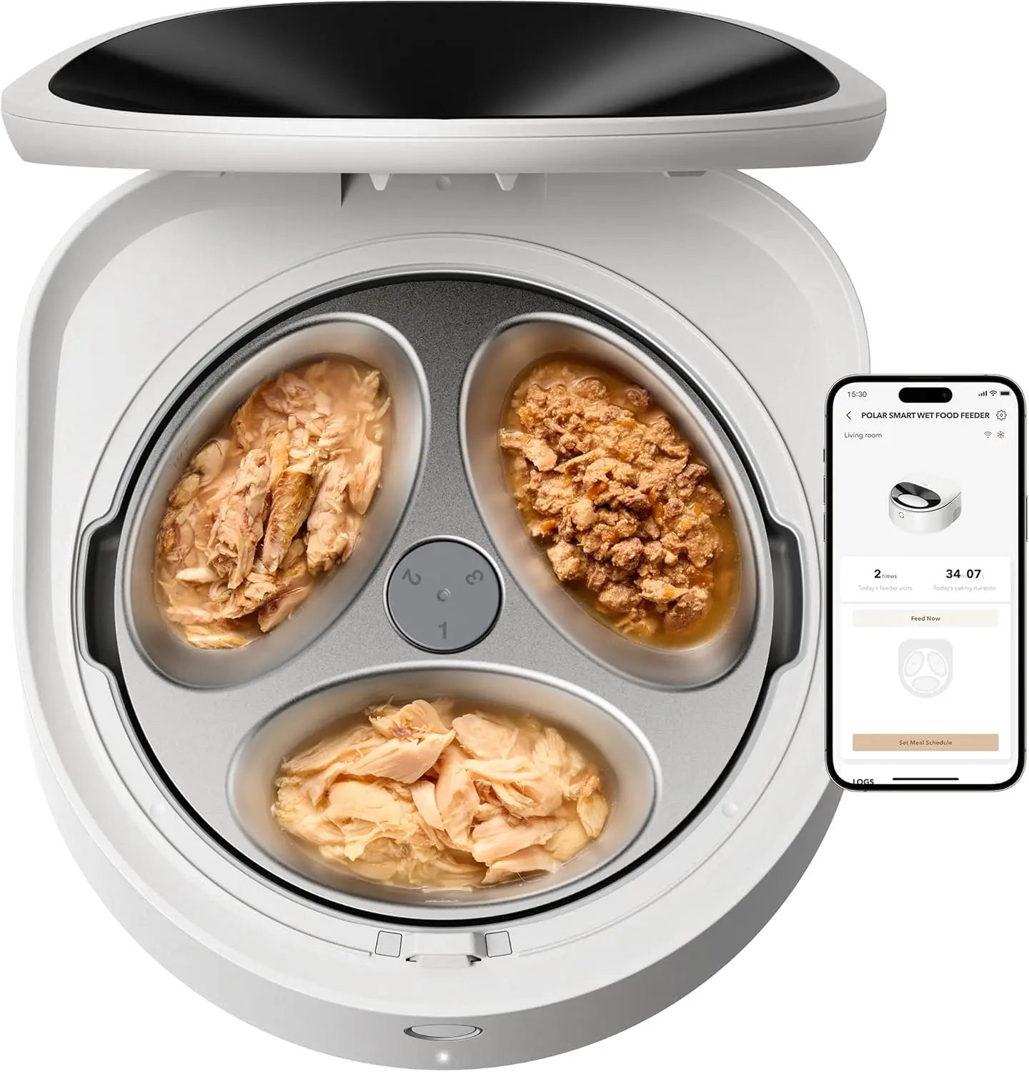 Automatic Cat Feeder with Refrigerated Wet Food, App-Controlled, Stainless Steel Bowl for Fresh Meals