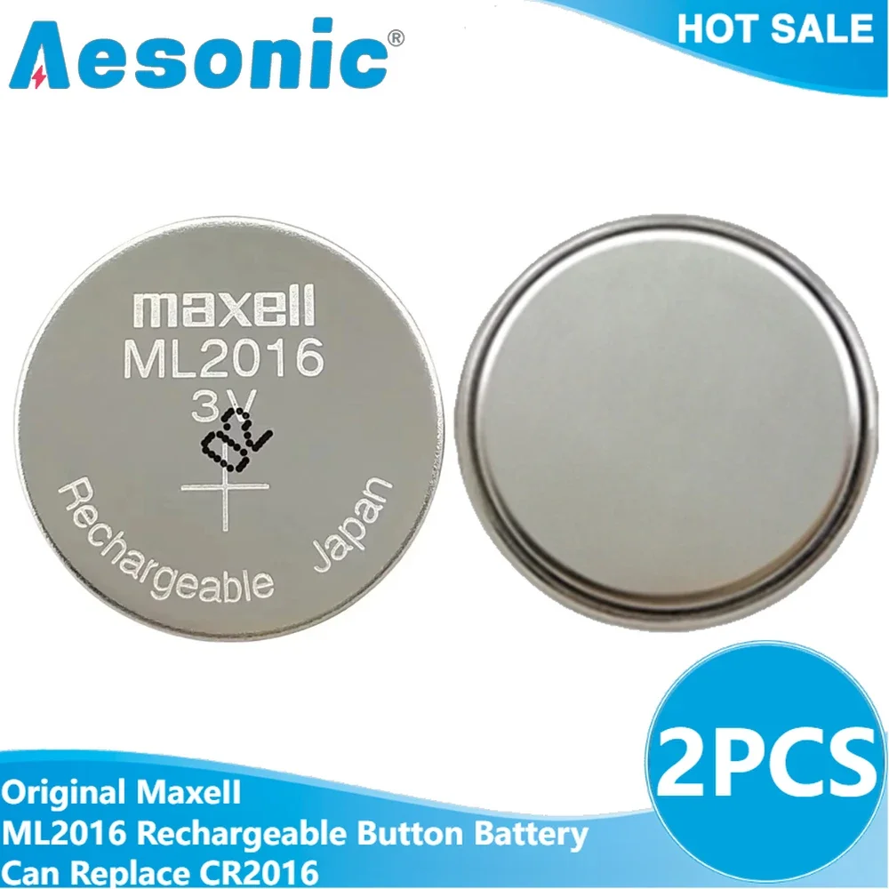 2PCS Original MaxeII ML2016 Photokinetic Kinetic Energy Rechargeable Button Battery ML 2016 Can Replace CR2016 Coin Cell Watch