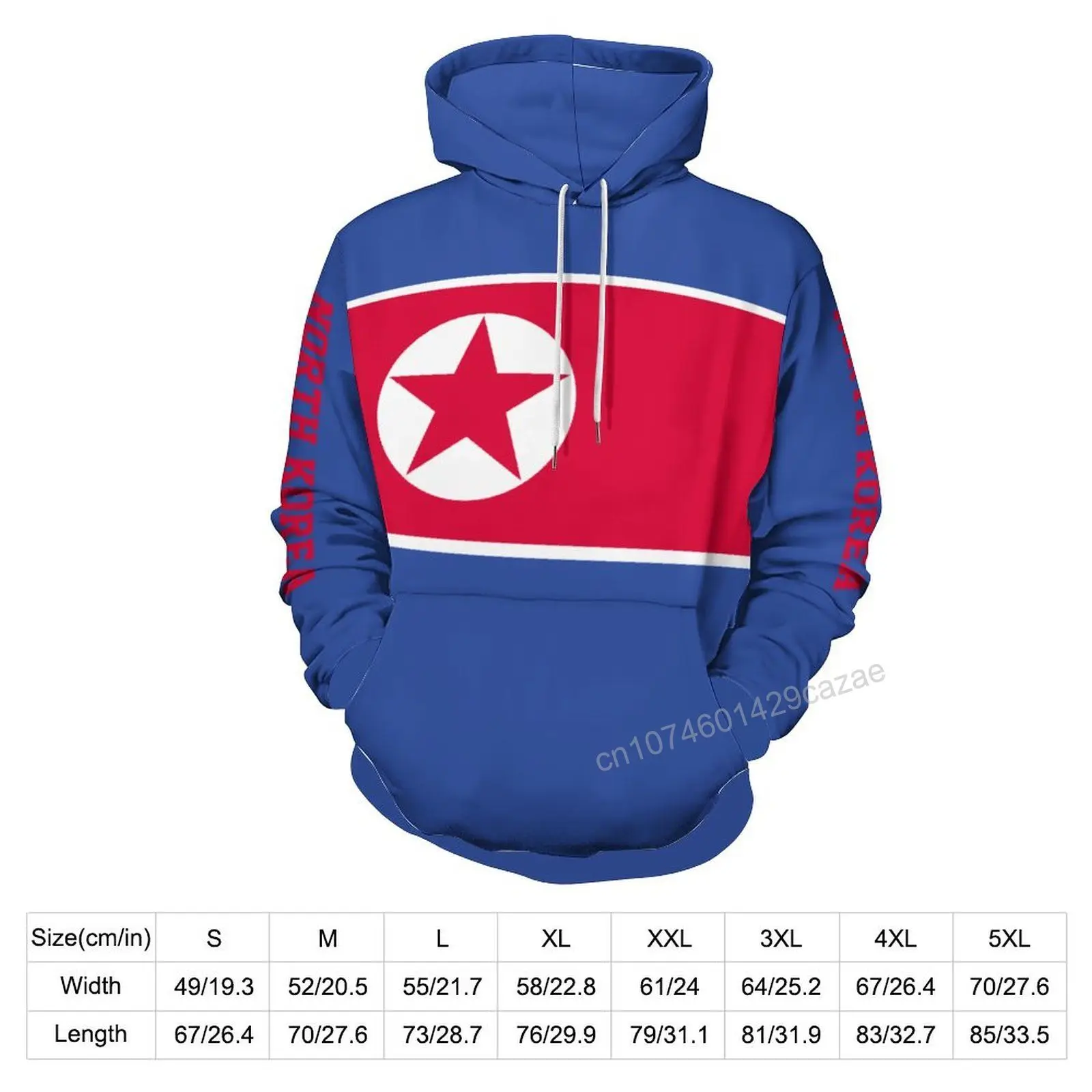 Sudadera con capucha 3D de la bandera del país de Corea del Norte, sudadera Harajuku de poliéster para hombres y mujeres, Jersey informal Unisex, sudaderas con capucha
