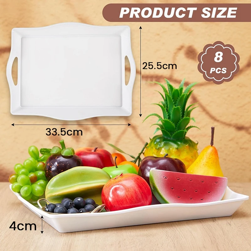 Bandejas de plástico para servir comida de piezas, accesorio Rectangular con asas para fiesta, Buffet, 4X10 pulgadas