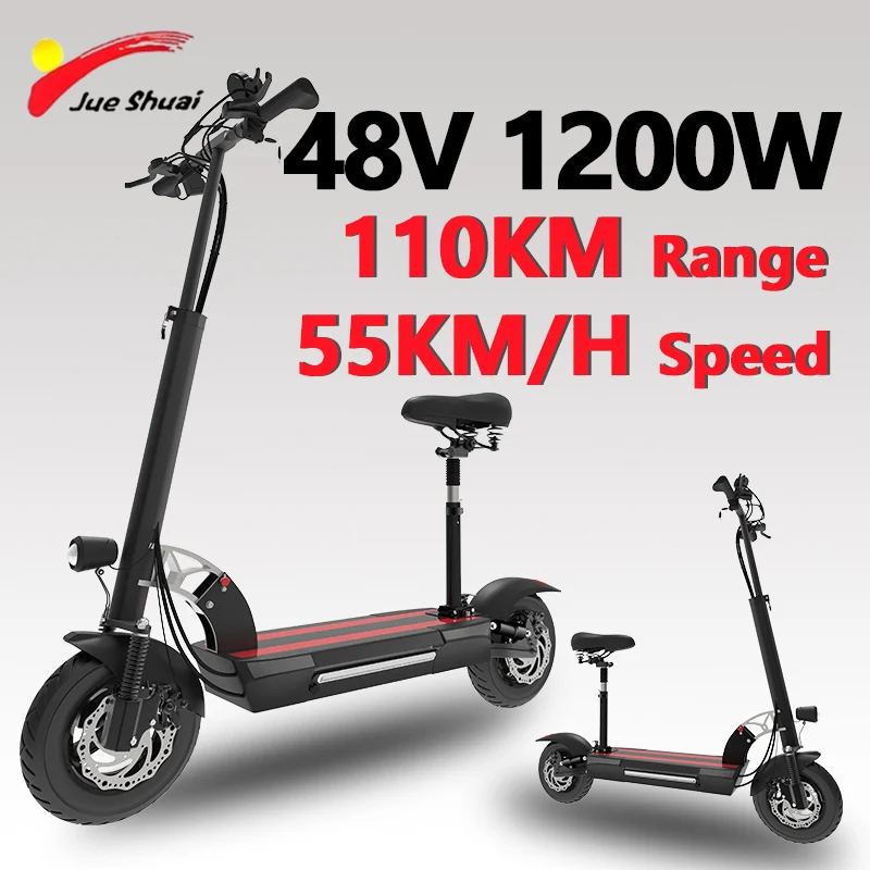 110KM Max Distance Electric Scooter with 10'' Pneumatic Tyres Front&Rear Spring Suspension Trottinettes électriques Disc Brake