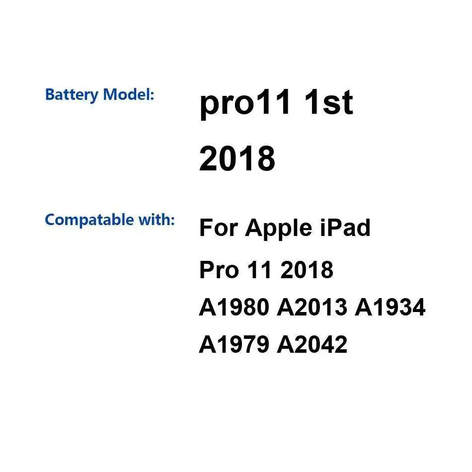 

Легкий аккумулятор для планшета емкостью 7869 мАч для Apple Ipad Pro 11 2018 A1980 A2013 A1934 A1979 A2042 Pro11 1St