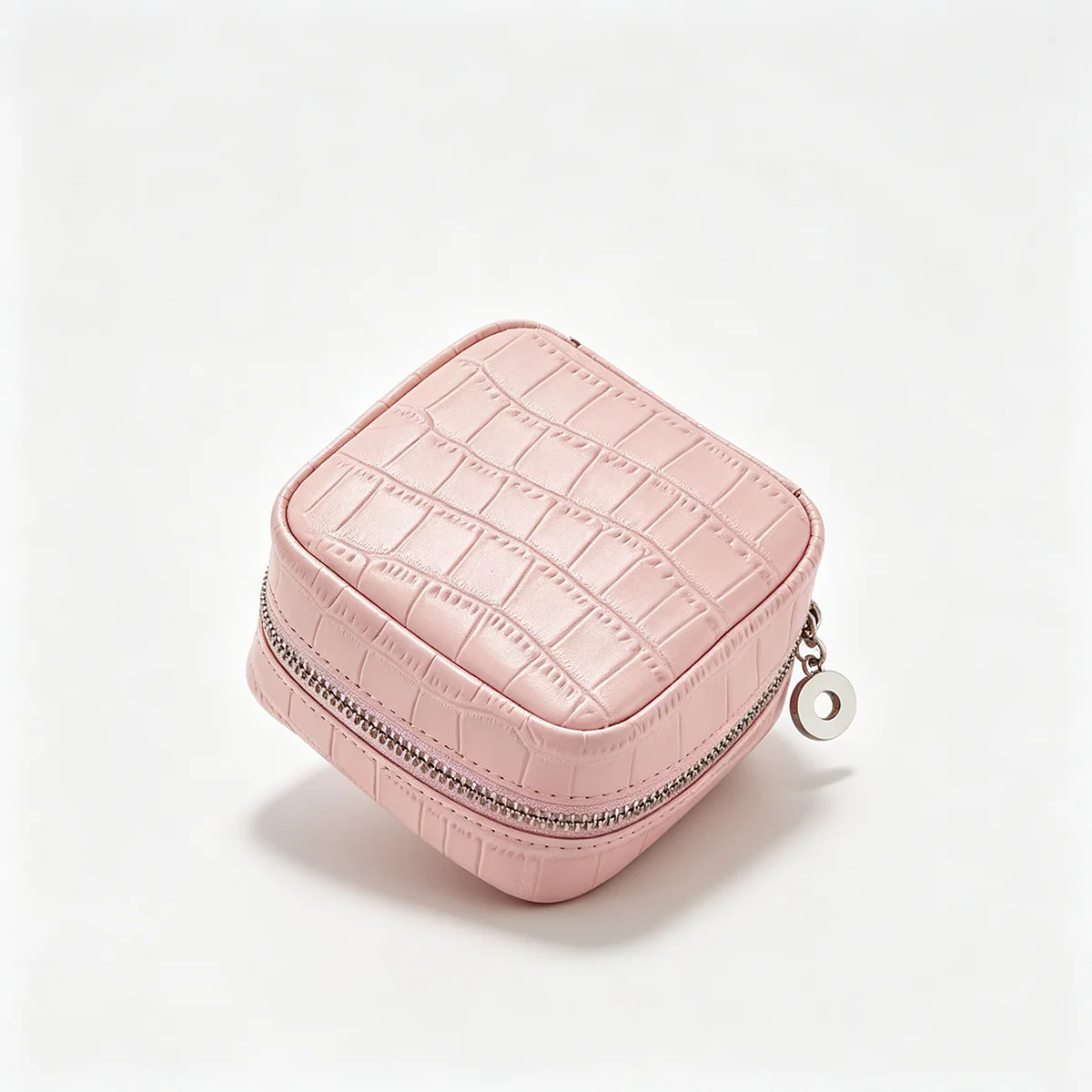Kosmetiktasche aus hochwertigem Leder mit Krokodilprägung, kompakte Aufbewahrungstasche für den Arbeitsweg, Kopfhörerhalter und Kleingeldbörse. – Detail 15