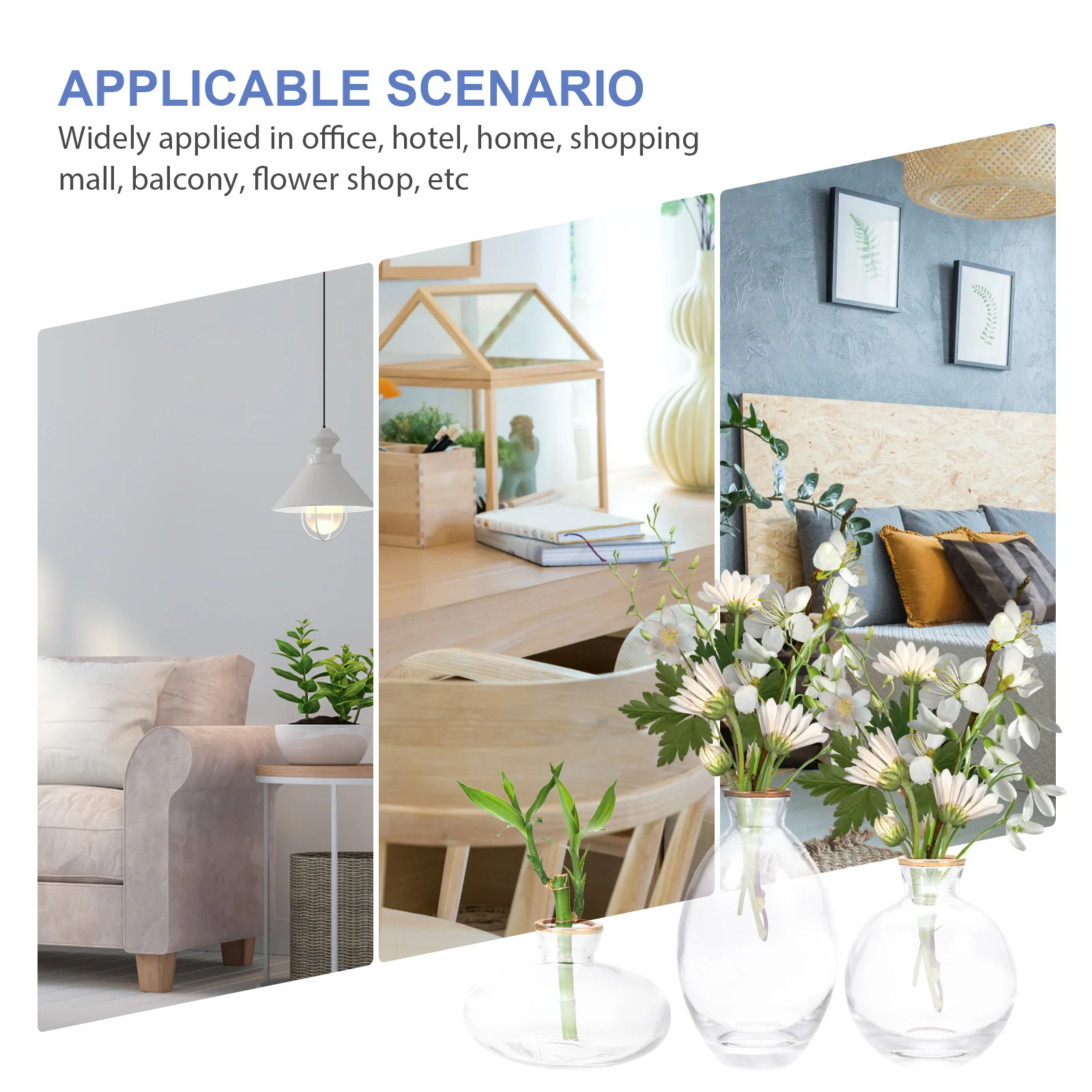 

3Pcs Small Glass Flower Vase Set Modern Clear Vases for Centerpieces Decorative Arrangement Holders Wedding Home Office Decor